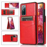 For Samsung Galaxy S20 FE Solid Color PC + TPU Protective Case with Holder & Card Slots(Red)
