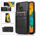 For Samsung Galaxy A20 / A30 Solid Color PC + TPU Protective Case with Holder & Card Slots(Black)