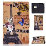 For Galaxy Tab A 8.0 2019 / T290 Colored Drawing Electric Pressed Horizontal Flip Leather Case, with Holder & Card Slots(Eiffel Tower)