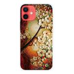 For iPhone 12 mini Shockproof Painted Transparent TPU Protective Case (Oil Painting Magnolia)