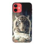 For iPhone 12 mini Shockproof Painted Transparent TPU Protective Case (White Tiger)
