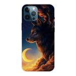 For iPhone 12 Pro Max Shockproof Painted Transparent TPU Protective Case(Sky Wolf)