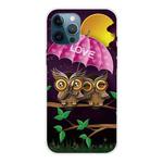 For iPhone 12 Pro Max Shockproof Painted Transparent TPU Protective Case(Umbrella Owl)