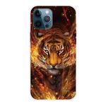 For iPhone 12 Pro Max Shockproof Painted Transparent TPU Protective Case(Flame Tiger)