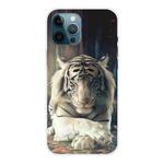 For iPhone 12 Pro Max Shockproof Painted Transparent TPU Protective Case(White Tiger)