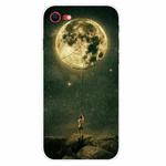 For iPhone SE 2022 / SE 2020 Shockproof Painted Transparent TPU Protective Case(Pull the Moon)