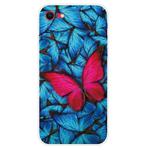 For iPhone SE 2022 / SE 2020 Shockproof Painted Transparent TPU Protective Case(Big Red Butterfly)