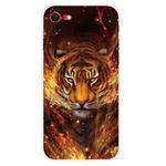 For iPhone SE 2022 / SE 2020 Shockproof Painted Transparent TPU Protective Case(Flame Tiger)
