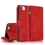 Skin-feel Crazy Horse Texture Zipper Wallet Bag Horizontal Flip Leather Case with Holder & Card Slots & Wallet & Lanyard For iPhone 6(Red)