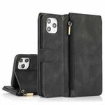 For iPhone 11 Pro Skin-feel Crazy Horse Texture Zipper Wallet Bag Horizontal Flip Leather Case with Holder & Card Slots & Wallet & Lanyard (Black)