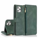 For iPhone 11 Pro Max Skin-feel Crazy Horse Texture Zipper Wallet Bag Horizontal Flip Leather Case with Holder & Card Slots & Wallet & Lanyard (Dark Green)