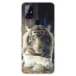 For OnePlus Nord N10 5G Shockproof Painted Transparent TPU Protective Case(White Tiger)