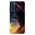 For Huawei P Smart 2021 Shockproof Painted Transparent TPU Protective Case(Sky Wolf)