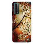 For Huawei P Smart 2021 Shockproof Painted Transparent TPU Protective Case(Oil Painting Magnolia)