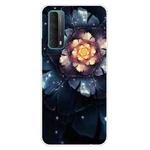 For Huawei P Smart 2021 Shockproof Painted Transparent TPU Protective Case(Snow Lotus)