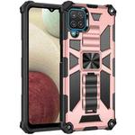 For Samsung Galaxy A12 Shockproof TPU + PC Magnetic Protective Case with Holder(Rose Gold)