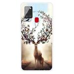 For Samsung Galaxy A21s Shockproof Painted Transparent TPU Protective Case(Dream Deer)