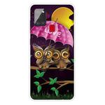 For Samsung Galaxy A21s Shockproof Painted Transparent TPU Protective Case(Umbrella Owl)