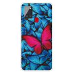For Samsung Galaxy A21s Shockproof Painted Transparent TPU Protective Case(Big Red Butterfly)