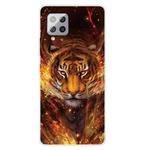For Samsung Galaxy A42 5G Shockproof Painted Transparent TPU Protective Case(Flame Tiger)