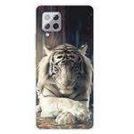 For Samsung Galaxy A42 5G Shockproof Painted Transparent TPU Protective Case(White Tiger)