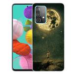 For Samsung Galaxy A52 5G / 4G Shockproof Painted Transparent TPU Protective Case(Pull the Moon)