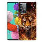 For Samsung Galaxy A52 5G / 4G Shockproof Painted Transparent TPU Protective Case(Flame Tiger)