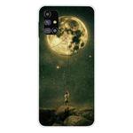 For Samsung Galaxy M31s Shockproof Painted Transparent TPU Protective Case(Pull the Moon)