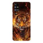 For Samsung Galaxy M51 Shockproof Painted Transparent TPU Protective Case(Flame Tiger)