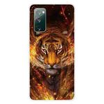 For Samsung Galaxy S20 FE Shockproof Painted Transparent TPU Protective Case(Flame Tiger)