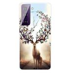 For Samsung Galaxy S21 5G Shockproof Painted Transparent TPU Protective Case(Dream Deer)