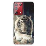 For Samsung Galaxy S21 Ultra 5G Shockproof Painted Transparent TPU Protective Case(White Tiger)