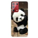 For Samsung Galaxy S21 Ultra 5G Shockproof Painted Transparent TPU Protective Case(Say Hello Panda)