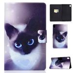 For Huawei MediaPad M6 8.4 Colored Drawing Electric Pressed Horizontal Flip Leather Case, with Holder & Card Slots(Blue Eyes Cat)