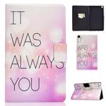 For Galaxy Tab A 8.0 2019 / T290 Colored Drawing Electric Pressed Horizontal Flip Leather Case, with Holder & Card Slots(Pink Background English)