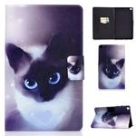 For Galaxy Tab A 8.0 2019 / T290 Colored Drawing Electric Pressed Horizontal Flip Leather Case, with Holder & Card Slots(Blue Eyes Cat)