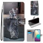 For Samsung Galaxy A02 / M02 Coloured Drawing Cross Texture Horizontal Flip PU Leather Case with Holder & Card Slots & Wallet & Lanyard(Cat Becomes Tiger)