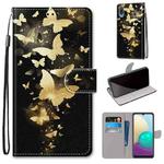 For Samsung Galaxy A02 / M02 Coloured Drawing Cross Texture Horizontal Flip PU Leather Case with Holder & Card Slots & Wallet & Lanyard(Golden Butterfly Group)