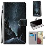For Samsung Galaxy A12 / M12 Coloured Drawing Cross Texture Horizontal Flip PU Leather Case with Holder & Card Slots & Wallet & Lanyard(Mountain Road Starry Sky)