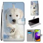 For Samsung Galaxy A52 5G / 4G Coloured Drawing Cross Texture Horizontal Flip PU Leather Case with Holder & Card Slots & Wallet & Lanyard(Snow Puppy)