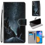 For Huawei P Smart 2021 / Y7a Coloured Drawing Cross Texture Horizontal Flip PU Leather Case with Holder & Card Slots & Wallet & Lanyard(Mountain Road Starry Sky)