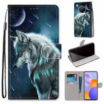For Huawei Y9a Coloured Drawing Cross Texture Horizontal Flip PU Leather Case with Holder & Card Slots & Wallet & Lanyard(Pensive Wolf)
