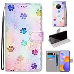 For Huawei Y9a Coloured Drawing Cross Texture Horizontal Flip PU Leather Case with Holder & Card Slots & Wallet & Lanyard(Footprint Water Drops)