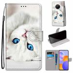 For Huawei Y9a Coloured Drawing Cross Texture Horizontal Flip PU Leather Case with Holder & Card Slots & Wallet & Lanyard(White Kitten)