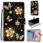 For Honor 10X Lite Coloured Drawing Cross Texture Horizontal Flip PU Leather Case with Holder & Card Slots & Wallet & Lanyard(Gold Diamond Butterfly)
