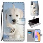 For Honor 10X Lite Coloured Drawing Cross Texture Horizontal Flip PU Leather Case with Holder & Card Slots & Wallet & Lanyard(Snow Puppy)