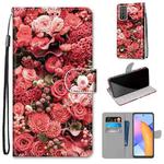 For Honor 10X Lite Coloured Drawing Cross Texture Horizontal Flip PU Leather Case with Holder & Card Slots & Wallet & Lanyard(Pink Rose Garden)