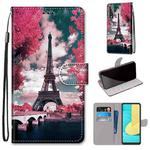 For LG Stylo 7 5G Coloured Drawing Cross Texture Horizontal Flip PU Leather Case with Holder & Card Slots & Wallet & Lanyard(Pink Flower Tower Bridge)