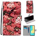 For LG Stylo 7 5G Coloured Drawing Cross Texture Horizontal Flip PU Leather Case with Holder & Card Slots & Wallet & Lanyard(Pink Rose Garden)