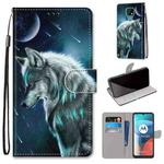 For Motorola Moto E7 Coloured Drawing Cross Texture Horizontal Flip PU Leather Case with Holder & Card Slots & Wallet & Lanyard(Pensive Wolf)